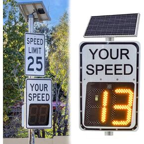 Flashing Solar Powered Led Speed Limit Signs, 20"x27"/24"x35" Rust Proof Aluminum Radar Speed Sign Detector with Accessories, Adjustable Miles and Kilometers, White(White,50 * 70cm) in Saudi Arabia