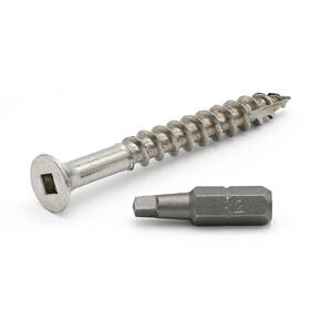 Stainless Steel Deck Screws, #10 x 1-5/8 inch, Square Drive, Type 17 Tip, 18-8 Grade, 100 Pack w/Bit Included in Kuwait