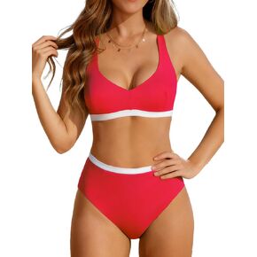Women's High Waisted Bikini Set - Womens Two Piece Swimsuit Criss Cross Back Bathing Suit for Women in Saudi Arabia