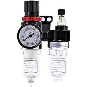 Pneumatic Air Compressor Filter Regulator AFC2000, Oil Water Separator AFR2000 + AL2000 G1/4, Reduce Pressure with Lubricants(Red,20 Sets) in Saudi Arabia