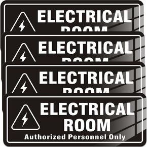 4PCS Acrylic Electrical Room Sign, 8" x 3" Electrical Room Signs for Doors Self-Adhesive, UV and Weatherproof Resistant Authorized Personnel Only Signs for Business and Workplace in Saudi Arabia