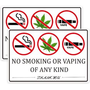 No Smoking No Vaping Sign Sticker, 2 Pack 9"x6" No Smoking Vaping of Any Kind Signs, Warning Signs for House,Home & Business Waterproof in Saudi Arabia