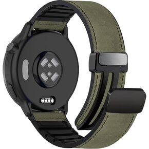 18mm Magnetic Leather Silicone Band Compatible with Garmin Venu 3S 41mm/Venu 4 41mm/Venu 2S/Vivoactive 4S/Vivomove 3S/Forerunner 255S/265S, Quick Release Genuine Leather Strap for Women Men in Kuwait