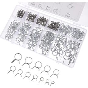 250pcs Double Wire Spring Hose Clamps for Fuel and Air Hoses Water Pipe, Sturdy Steel Spring Clips Fasteners, Industrial Plumbing Clamp Kit in Kuwait