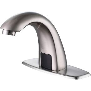 Touchless Bathroom Faucet with Automatic Sensor Function, Bathroom Sink Faucet with Hole Cover Plate, Chrome in Kuwait