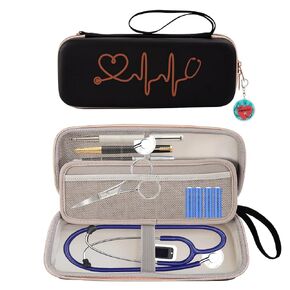 حقيبة صلبة لسماعة الطبيب، حقيبة سماعة الطبيب، حقيبة سماعة الطبيب مع ملصق قطعة واحدة، طقم التمريض، حقيبة سماعة الطبيب، ملحقات الممرضات للعمل مع جيوب شبكية إضافية للملحقات الصغيرة، أسود in Kuwait