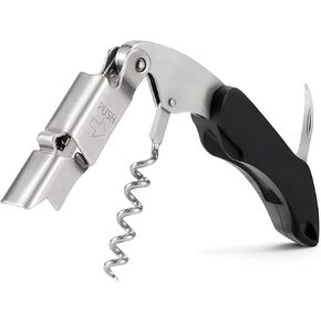 Wine Key - Heavy Duty Waiter Corkscrew, Premium 420 Stainless Steel Compact Wine Opener with Double Hinged, Foil Cutter and Bottle Opener, Gifts for Servers, Sommelier, Bartenders - Black in Saudi Arabia