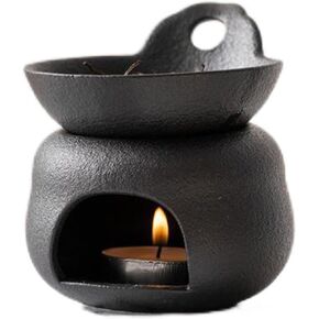 حامل شموع معدني رومانسي رقيق من Warmself، موقد زيتي، ناشر رائحة، فرن ديكور المنزل، ألواح نحاسية مقسمة يمكن حرقها جافًا، ذهبي أسود in Kuwait