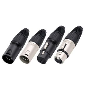1Pcs Male/Female 4Pin XLR Microphone Audio Cable Plug Connectors Cable Terminals Black&Silver(1xM-Black) in Kuwait