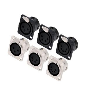 5Pcs/lot 3/4/5 Pins XLR Female Jack Panel Mount XLR Socket Chassis Microphone MIC Cable Terminal Wire Connector Black/Silver(C1034) in Kuwait