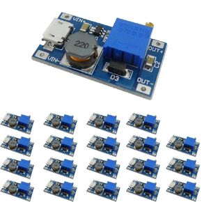 20 قطعة MT3608 DC-DC محول تصعيد مع مدخل USB من النوع C، 2V-24V إلى 5V-28V 2A لوحة منظم جهد قابلة للتعديل، وحدة إمداد طاقة عالية الكفاءة للمشروعات الإلكترونية DIY in Kuwait