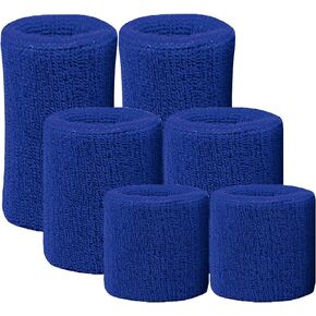 عصابات رأس رياضية متعددة الأحجام للرجال والنساء - 6 عبوات من أربطة معصم ماصة للرطوبة، عصابة رأس رياضية من قماش تيري القطني للتنس وكرة السلة والجري وصالة الألعاب الرياضية والتمرين - أسود in Kuwait