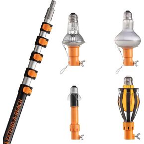 مبدل لمبة إضاءة تلسكوبية بطول 4-12 قدم للأسقف العالية // أداة إزالة لمبة الإضاءة طقم أسقف عالية مع أكواب شفط وسلة وقماش من الألياف الدقيقة // مبدل لمبة إضاءة عالية الوصول مع عمود in Kuwait