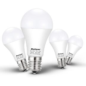 مصابيح LED بقاعدة متوسطة Heifymi E17، 3000 كيلو أبيض دافئ، 5 واط (ما يعادل 40 واط)، 500 لومن، غير قابلة للتعتيم لمصابيح السقف والثريا المعلقة (4 عبوات) in Kuwait