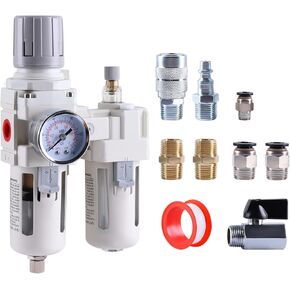 AC2010-02 AC3010-03 Pneumatic Pressure Regulator Combo Oil Water Separator Manual Drainage 1/4" 3/8" NPT Compressor Air Filter(AC3010-3) in Kuwait