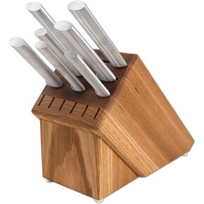 Rada Cutlery Essential Oak Block Set (S58), 8-Piece Block Knife Set, Stainless Steel Blades, Silver Handle in Kuwait