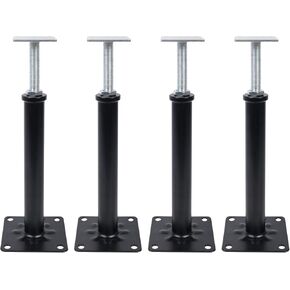 4 Pack Adjustable House Floor Jacks – 16"-20" Heavy Duty House Jacks for Leveling, Steel Support Posts for Beams, Decks, Crawl Spaces, Basements-Black in Saudi Arabia