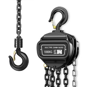 Hand Chain Hoist, Manual Chain Fall，2 Ton 4400 lbs Capacity 10 FT Come Along, G80 Galvanized Carbon Steel，Auto Chain Leading & 360° Rotation Hook for Warehouse Building Automotive Machinery (2T-3M) in Saudi Arabia