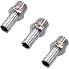 3 قطع 3/4 بوصة بارب × 3/4 بوصة ذكر NPT خرطوم من الفولاذ المقاوم للصدأ بارب إلى موصلات محول ذكر NPT للمياه والغاز والزيت والوقود وأدوات الهواء والسباكة والضاغط in Kuwait