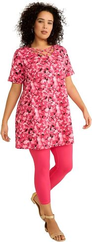 تونيك نسائي من Roaman بمقاس كبير ورقبة شبكية وأكمام قصيرة in Kuwait