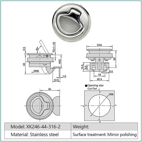 XK246-44 Zinc Aolly Small Round Handle Pull Ring Cam Lock Marine Latch with Car and Ships 1Pcs in Kuwait