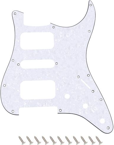 Banworks Strat HSH Pickguard مع فتحة هامبوكر مفتوحة الزاوية، لوحة خدش ذات 4 طبقات و11 فتحة للولايات المتحدة الأمريكية/المكسيكية Fender Standard Stratocaster Strat ST JT/HB-34 لؤلؤة بيضاء in Saudi Arabia