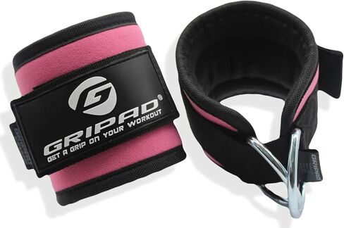 Gripad Ankle Straps for Cable-Machines | Dual Stainless-Steel D-Rings | Adjustable Neoprene Cuffs for Glute & Leg Exercises | One Size for Women & Men in Saudi Arabia