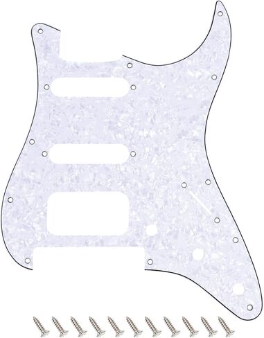 Banworks Strat HSS Pickguard with 2-Screw Round Corner Open Humbucker Cutout and FR Bridge Cutout, 3-Ply 11-Hole Strat Scratch Plate for USA/Mexican Fender Stratocaster Strat ST JT/HB-46 Black in Saudi Arabia