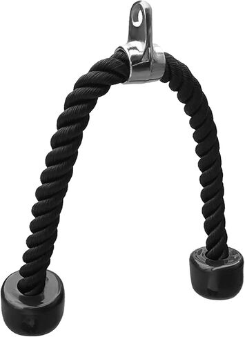 حبل نايلون أسود من Alomejor Duty، حبل سحب 27 بوصة، ثلاثية الرؤوس، نظام العضلة ذات الرأسين مع مرفق كابل غير قابل للانزلاق لقوة الإمساك in Kuwait