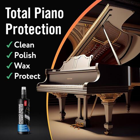 Samorillo Piano Shine Polish & Cleaner - Clean, Polish, Wax & Protect Glossy Pianos & Surfaces - Made in USA - 8 oz Cleaning Solution with Added UV Protectant & Anti-Static - Prevents Dust & Smudges in Saudi Arabia