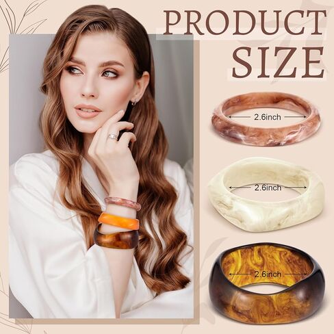 6 Pcs Acrylic Resin Chunky Bangle Bracelets Geometric Cuff Wide Wristband Bracelet Thick Acetate Jewelry Statement Jewelry Set for Women Gift in Saudi Arabia