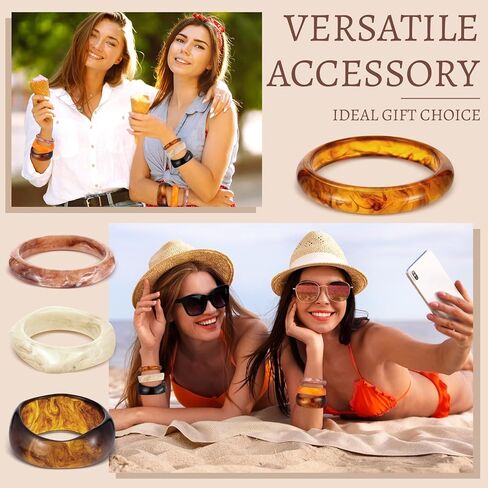6 Pcs Acrylic Resin Chunky Bangle Bracelets Geometric Cuff Wide Wristband Bracelet Thick Acetate Jewelry Statement Jewelry Set for Women Gift in Saudi Arabia