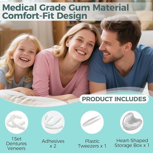 Temporary Snap on Veneers, Natural Looking False Teeth Dentures for Men and Women, Comfortable Fit for Upper and Lower in Kuwait