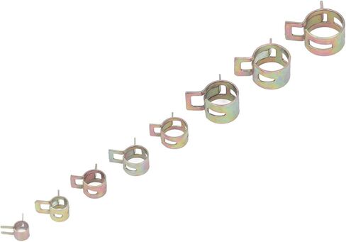 160Pcs Spring Hose Clamp Assortment, 8 Sizes 6-17mm Zinc Steel Bands - Firm Fixing, Smooth Surface Protection, Ideal for Automotive, Plumbing & Gas Hoses in Saudi Arabia