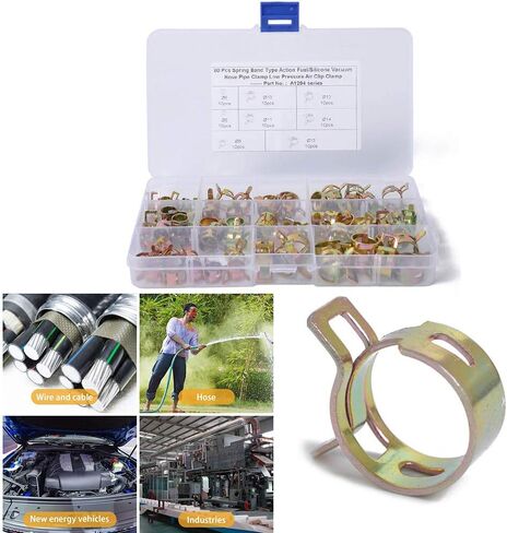 Cnamid5 Automative Line Spring Clamp Fasteners Vacuum Hose Pipe Clamp 6mm 8mm 9mm 10mm 11mm 12mm 14mm 15mm 80 Pcs 6-15MM Spring Band Hose Clamp in Saudi Arabia