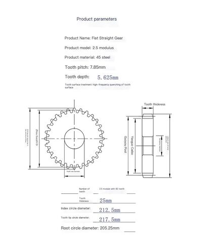 45# Steel spur Gear 2.5 Module 85 Tooth Cylindrical Gear 2.5m spur Gear in Saudi Arabia