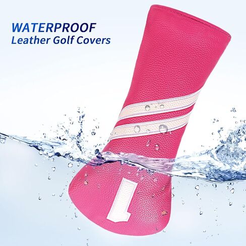 Golf Club Head Covers for Fairway Woods Driver Hybrids, 4pcs Premium PU Leather Women Golf Headcovers Set with No.Tags1 3 5 X.(Rose Red) in Saudi Arabia