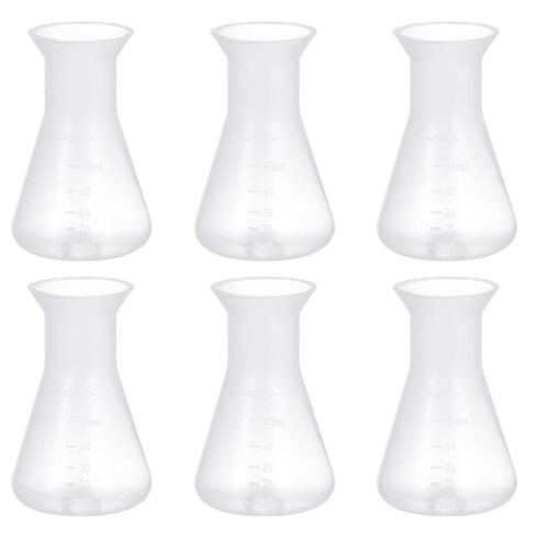 SEWACC 6pcs 50ml Plastic Erlenmeyer Flask Laboratory Experiment Conical Flask School Educational Learning Science Equipment in Saudi Arabia