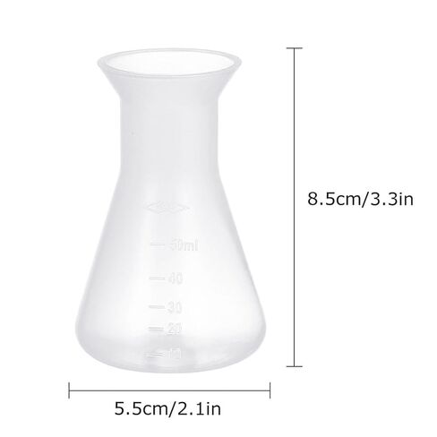 SEWACC 6pcs 50ml Plastic Erlenmeyer Flask Laboratory Experiment Conical Flask School Educational Learning Science Equipment in Saudi Arabia