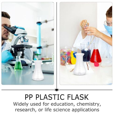 SEWACC 6pcs 50ml Plastic Erlenmeyer Flask Laboratory Experiment Conical Flask School Educational Learning Science Equipment in Saudi Arabia