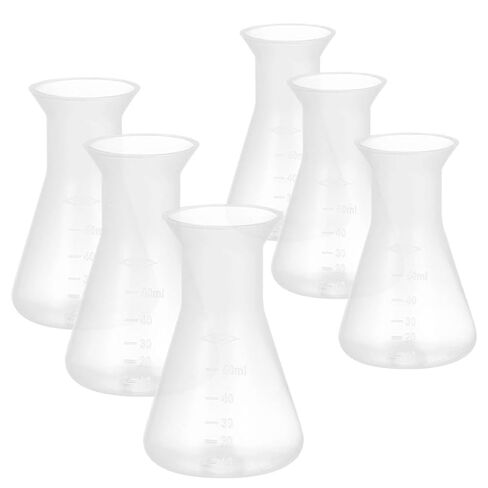SEWACC 6pcs 50ml Plastic Erlenmeyer Flask Laboratory Experiment Conical Flask School Educational Learning Science Equipment in Saudi Arabia