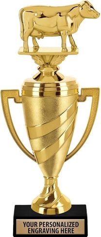 Crown Awards Dairy Cow Trophy, 14" Gold Cup Dairy Cow Trophies with Free Personalization Prime in Saudi Arabia
