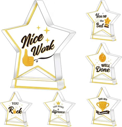 Treela 6 Pcs 6 Pcs 5.9in Appreciation Acrylic Awards Trophies Employee Appreciation Gifts Bulk Thank You Award Trophy for Adults Kids Students Classroom Office Decors (5.5 x 5.9 x 0.59 Inch,Star) in Saudi Arabia