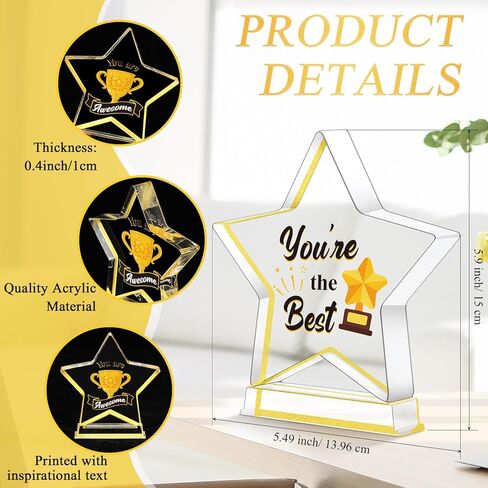 Treela 6 Pcs 6 Pcs 5.9in Appreciation Acrylic Awards Trophies Employee Appreciation Gifts Bulk Thank You Award Trophy for Adults Kids Students Classroom Office Decors (5.5 x 5.9 x 0.59 Inch,Star) in Saudi Arabia
