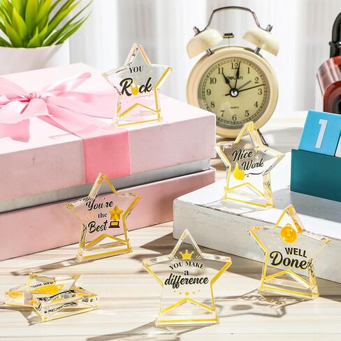 Treela 6 Pcs 6 Pcs 5.9in Appreciation Acrylic Awards Trophies Employee Appreciation Gifts Bulk Thank You Award Trophy for Adults Kids Students Classroom Office Decors (5.5 x 5.9 x 0.59 Inch,Star) in Saudi Arabia