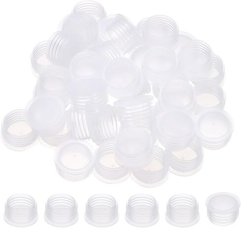 PATIKIL Suit for 8mm Plastic Stopper Replacement Plug Cap, 50 Pcs Press-in Bottle Adapter Salt Stoppers Plugs Plastic Bottle Caps for Lab Home Cosmetics Shampoo Essential Oil, Clear in Saudi Arabia
