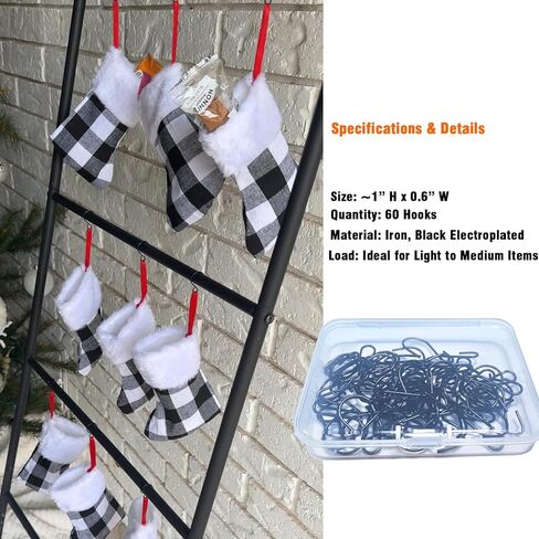 Mini S Hooks, 100 PCS 1 Inch Black S-Hooks for Hanging, Iron Hooks for Jewelry, Kitchen Utensils, Pots, Ornaments, No-Tool Installation Organization in Saudi Arabia