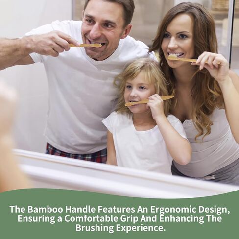 مجموعة من 12 فرشاة أسنان من الخيزران من ديبيتول - فرشاة أسنان بشعيرات الخنزير الطبيعية لصحة اللثة وتبييض الأسنان، فرش أسنان خشبية عضوية للبالغين (خالية من البلاستيك) in Kuwait