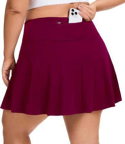 تنورة SEKINO للسيدات بمقاس كبير للتنس والجولف بخصر عالٍ مع جيوب قصيرة داخلية تنورة رياضية كاجوال رياضية in Kuwait