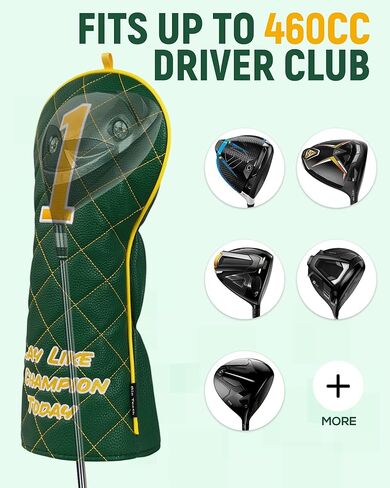 Big Teeth Golf Driver Headcover, Green Diamond Golf Driver Head Covers, Premium Leather Golf Club Driver Covers Play Like A Champion in Saudi Arabia